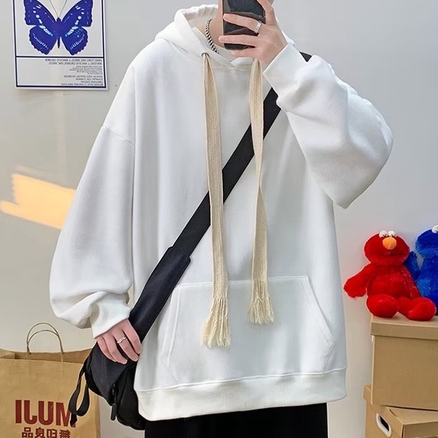 Áo Hoodie Màu Trơn Dáng Rộng Thời Trang Hàn Quốc Cổ Điển Dành Cho Nam Nữ áo hoodie nỉ bông hoodie nữ form rộng hoodie nam form rộng