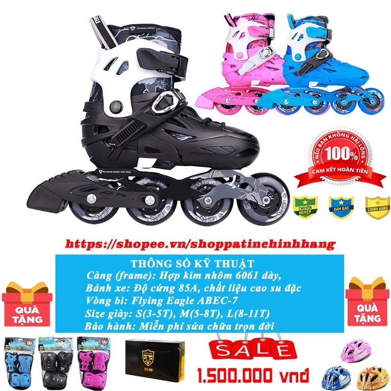 Giày Patin Flying Eagle S5S+ NEW 2021, tặng bảo hộ, nón cao cấp