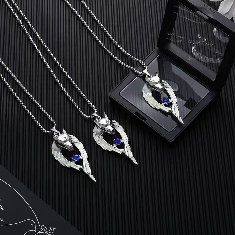 Vòng cổ Mặt Hình Sói Phát Sáng Phong Cách Hip Hop