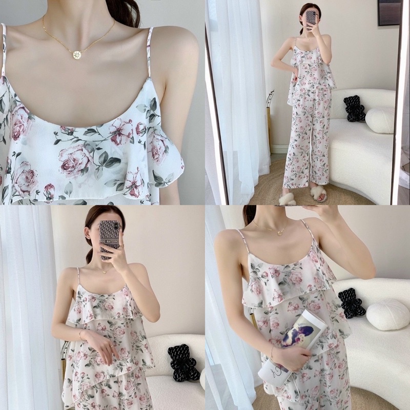 BỘ VOAN TƠ LỤA 2 DÂY HOẠ TIẾT XINH