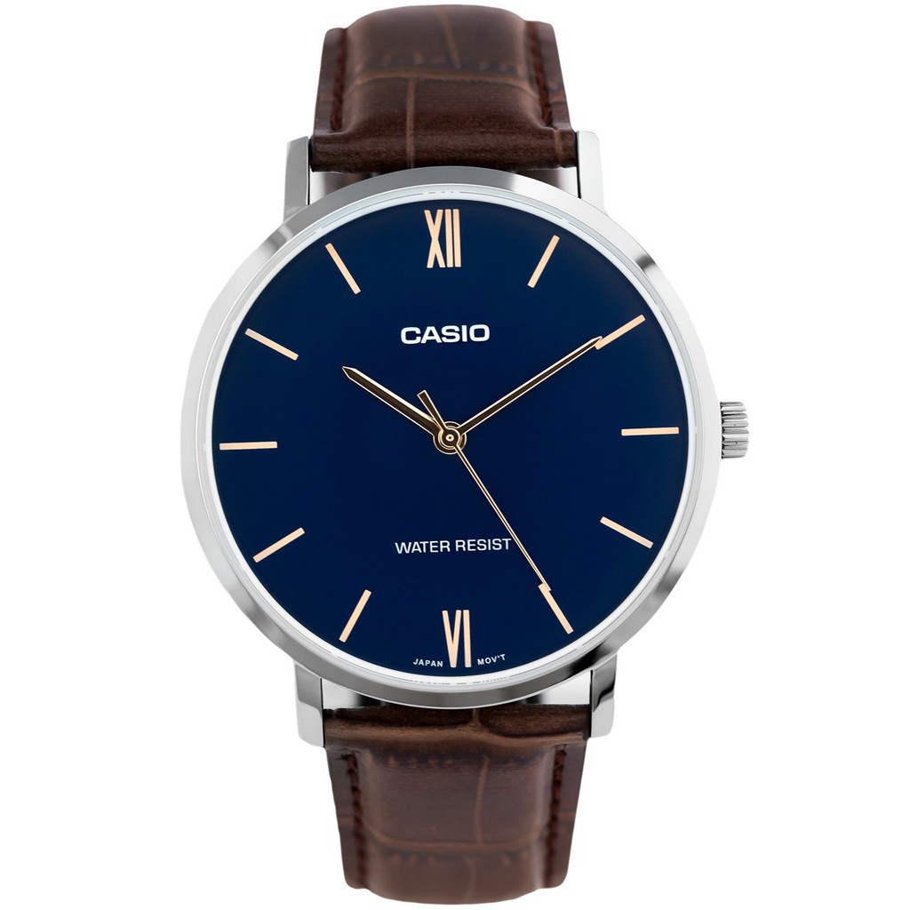 Đồng hồ nam dây da Casio Standard chính hãng Anh Khuê MTP-VT01L-2BUDF (40mm)