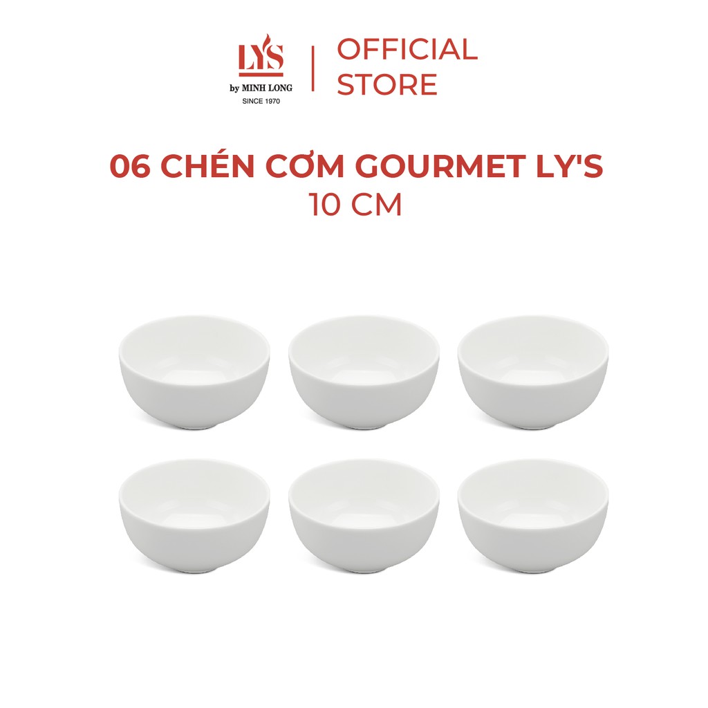 Set 10 chén cơm Minh Long Gourmet Ly's 10cm màu trắng ngà siêu cứng