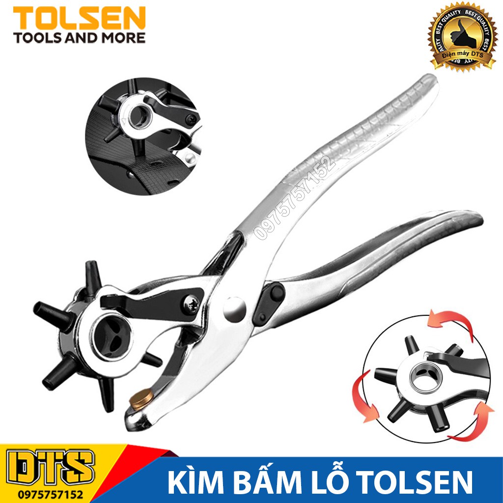 Kìm bấm lỗ Tolsen, bấm dây da đồng hồ, thắt lưng, giày dép, bìa cứng – Kềm bấm lỗ loại 6 size 6 lỗ - Tiêu chuẩn Châu Âu