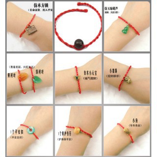Vòng tay sợi chỉ đỏ may mắn vòng tay gỗ lục lạc đồng xu đeo tay nam nữ thời trang cổ trang