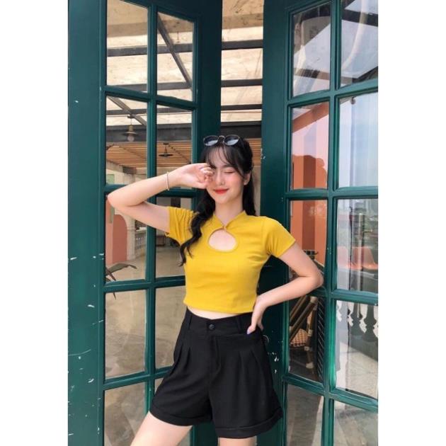 Quần short đùi nữ gập gấu năng động, Quần đùi nữ ống rộng chất tuyết mưa loại 1 mềm mịn mát đứng form