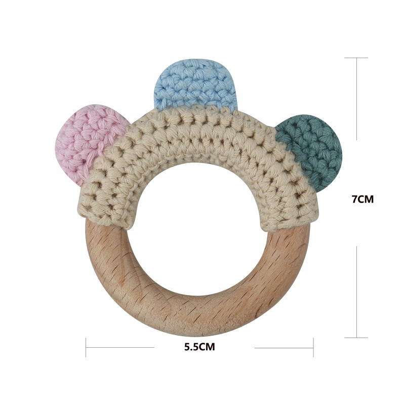 Đồ Chơi Lục Lạc Mọc Răng Bằng Gỗ Trơn Màu Giáo Dục Sớm Cho Bé Sơ Sinh