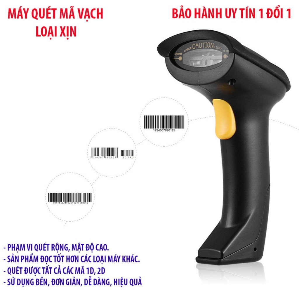 Máy bắn mã vạch, máy quét mã vạch, Kết nối không dây, công nghệ 2.4G laser giúp đọc sảm phẩm cực nhanh
