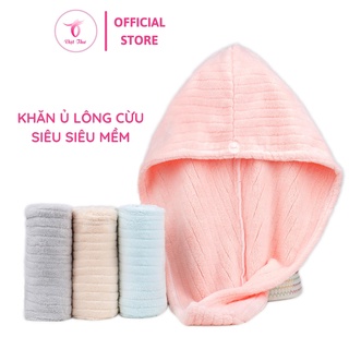 Khăn ủ tóc nhanh khô VIỆT THƯ, khăn quấn tóc LÔNG CỪU cao cấp, siêu mềm, siêu thấm, 25x65cm, 80gr