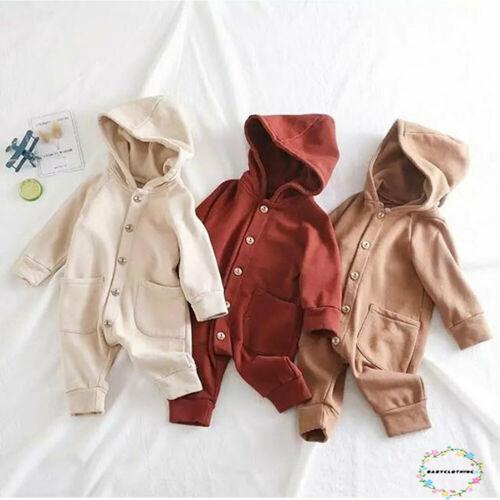 Bộ đồ liền thân dài tay có mũ trùm phong cách mùa thu cho trẻ em