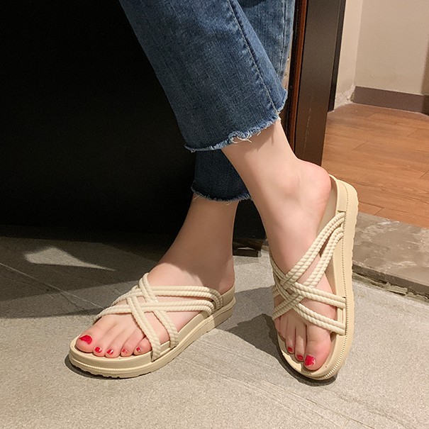 Dép nữ cao su 4 quai chéo nhỏ tawana đế cao 3cm 2M01