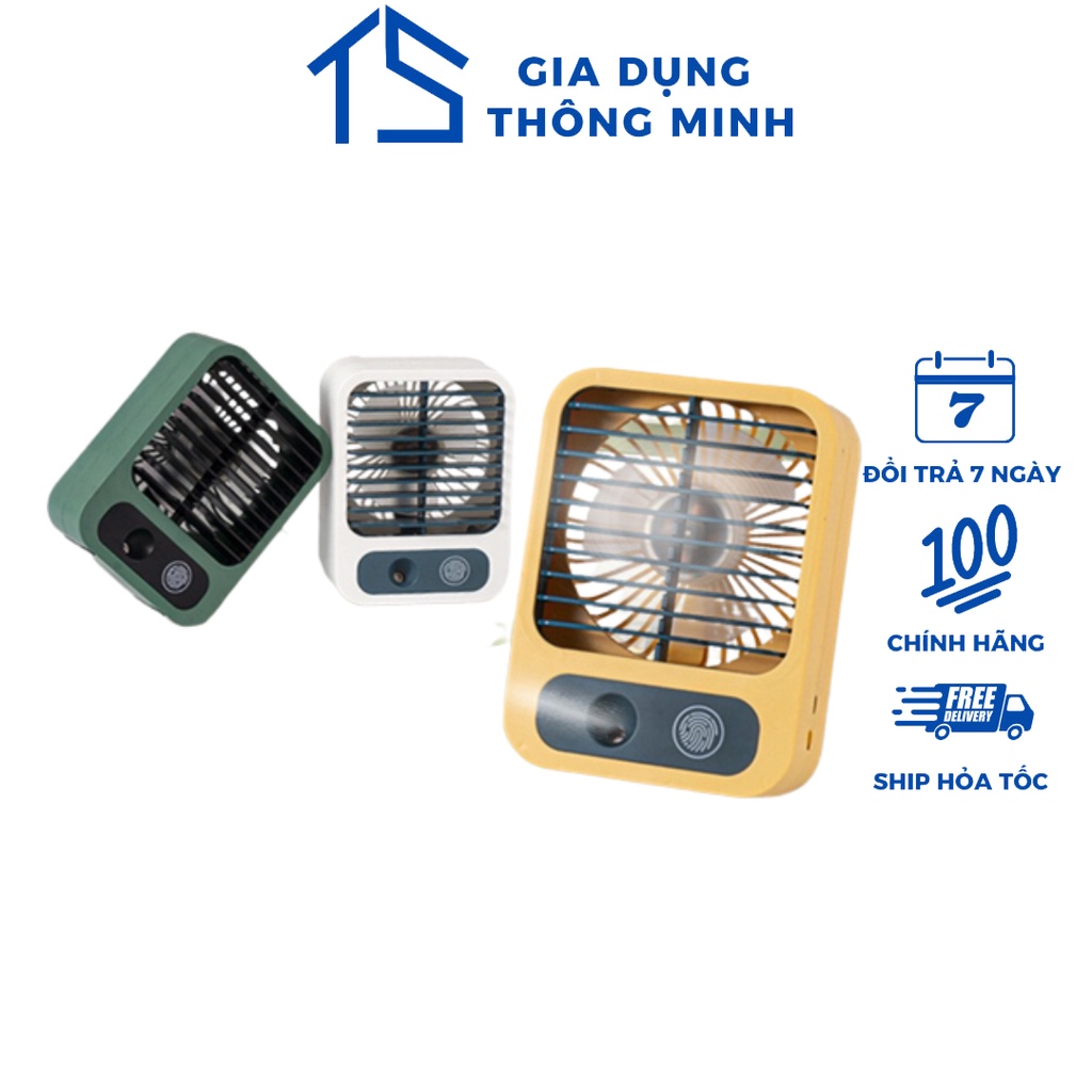 Quạt điều hòa hơi nước để bàn 3 tốc độ gió, pin sạc 1500mAh - công suất 4.5W