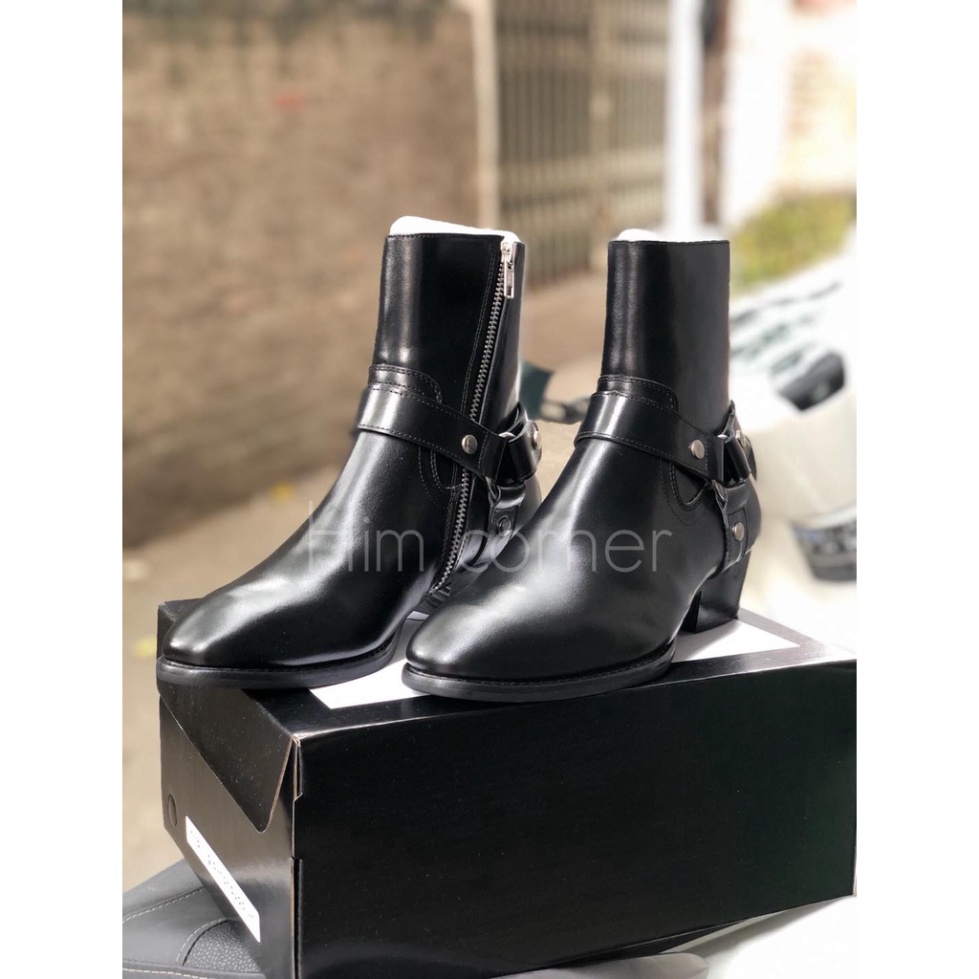 Giày thời trang nam phong cách Harness Boots chất liệu da bò đế gỗ độn 4.5cm | BigBuy360 - bigbuy360.vn