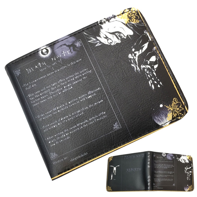 Ví Gập Da PU In Hoạt Hình DEATH NOTE Ryuk Lawliet Thời Trang Cho Nam