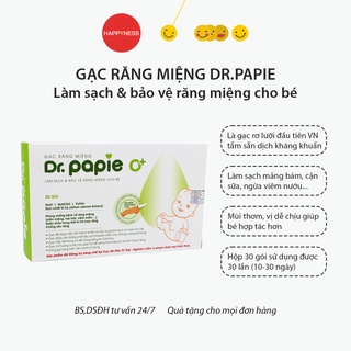 Gạc rơ lưỡi Dr Papie - Gạc răng miệng vệ sinh cho bé - Hộp 30 gạc
