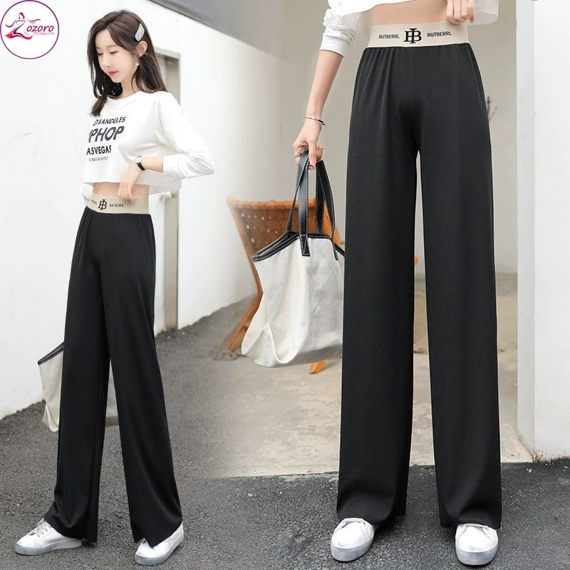 Quần ống rộng nữ ZOZORO quần suông điểm cạp cao,cạp in chữ BUTBERRL thoáng mát giúp tôn dáng che khuyết điểm -QN05