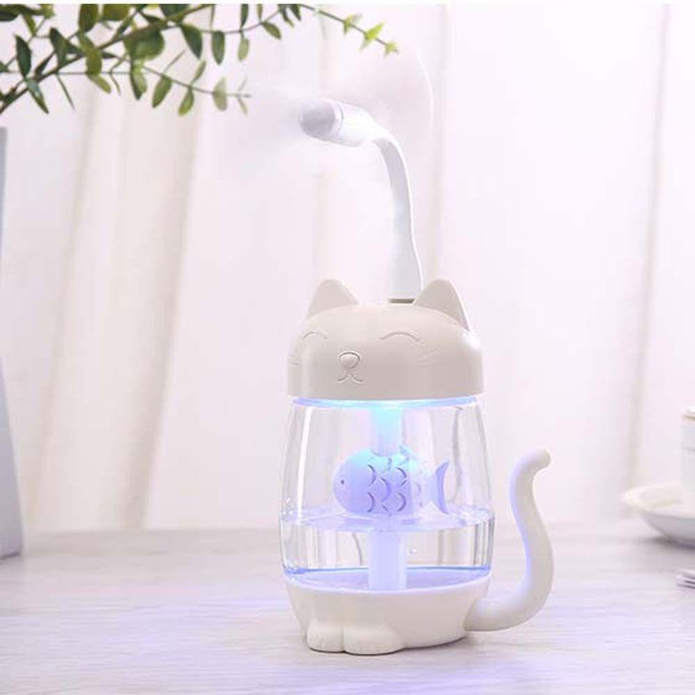 Máy Phun Sương Tạo Độ Ẩm Không Khí Siêu Nhẹ Hình Mèo Hoạt Hình Có Đèn LED Trang Trí Nội Thất Xe Hơi