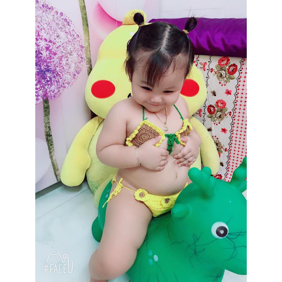 Bộ Bikini Len Đan Tay Siêu Kute Cho Bé