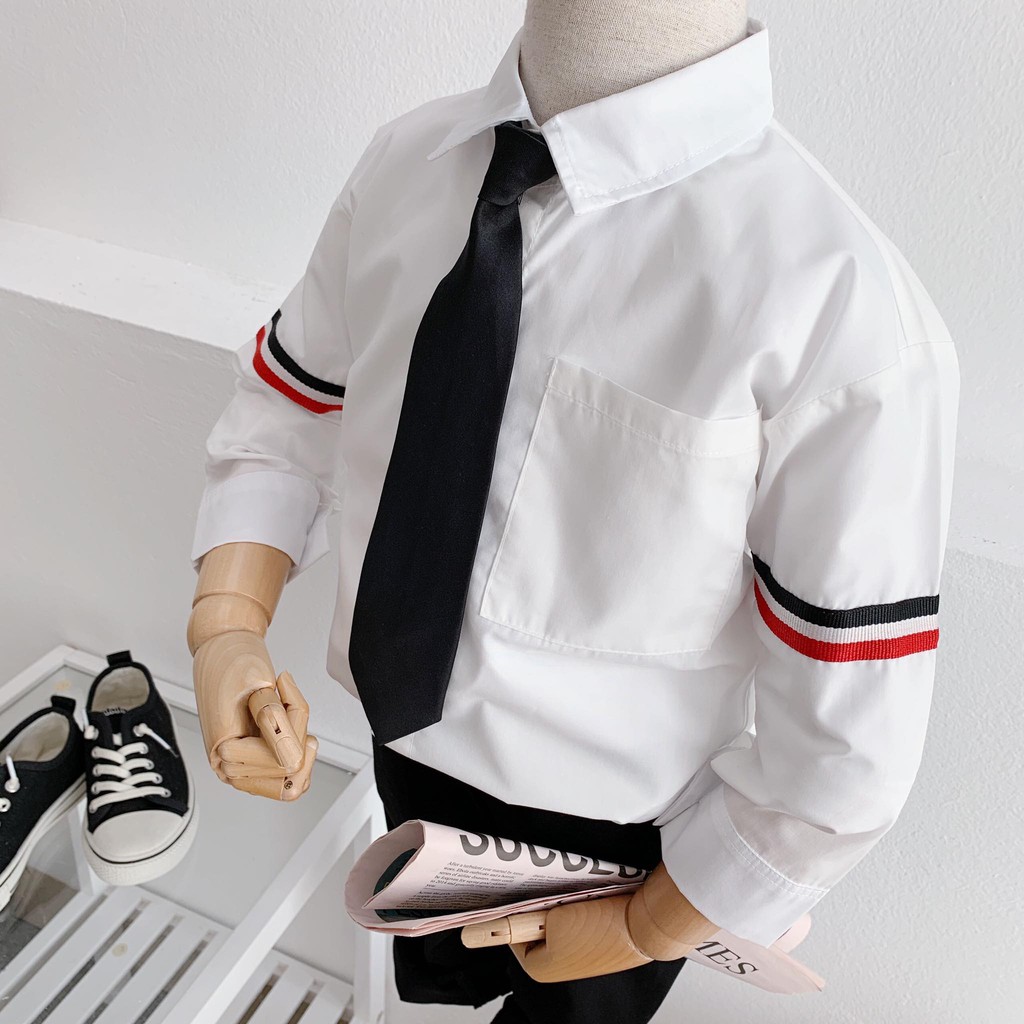 Sét bộ bé trai từ 8-22kg, áo trắng quần kaki kèm cavat hàng chính hãng zookid