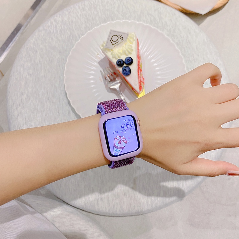 Dây đeo nylon 2 trong 1 dành cho đồng hồ thông minh Apple Watch 44mm 40mm 42mm 38mm Series 6 SE 5 4 3 2 1