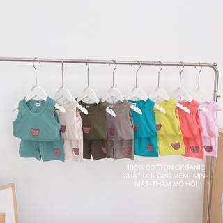 Bộ ba lỗ gấu cho bé cotton siêu mát