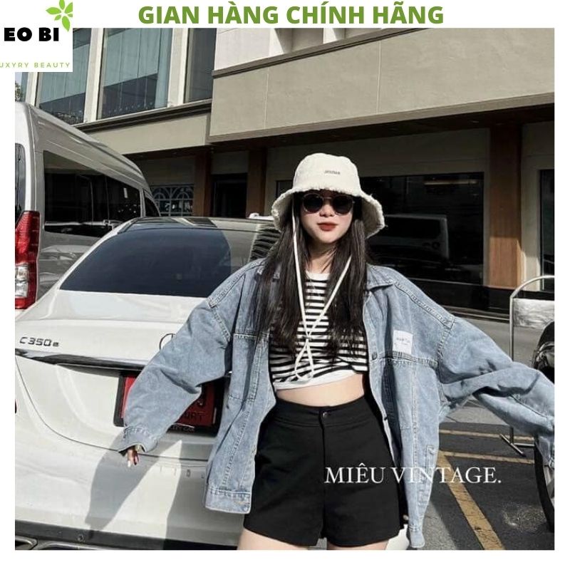 Áo Khoác Nữ Jean UNISEX Form Rộng Nam Nữ Màu Xanh và Đen - Áo khoác bò nữ form rộng suông - EOBI