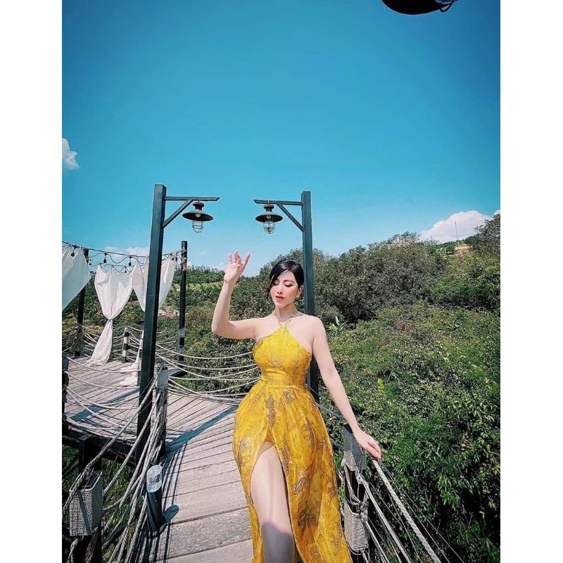 ĐẦM MAXI YẾM ĐAN LƯNG XẺ TÀ