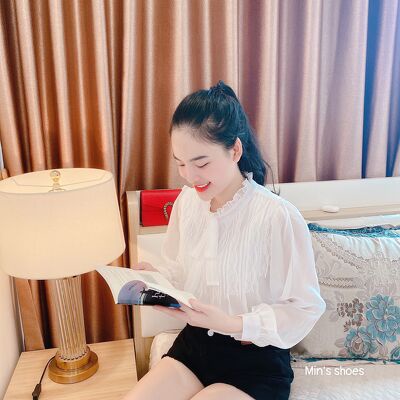 Min's Shoes - Áo sơ mi nữ đẹp dài tay phong cách hàn quốc cao cấp họa tiết ren Áo 405
