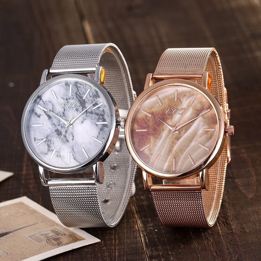 Đồng hồ nữ dây bạc mặt đá cẩm thạch phong cách thời trang