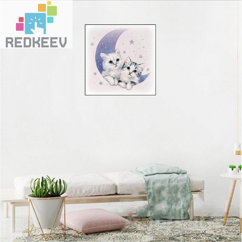 Bộ Tranh Đính Đá Tự Làm Hình Chú Mèo Mặt Trăng Đáng Yêu 1.13