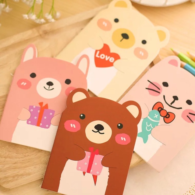 Sổ mini gấu mèo thỏ cute