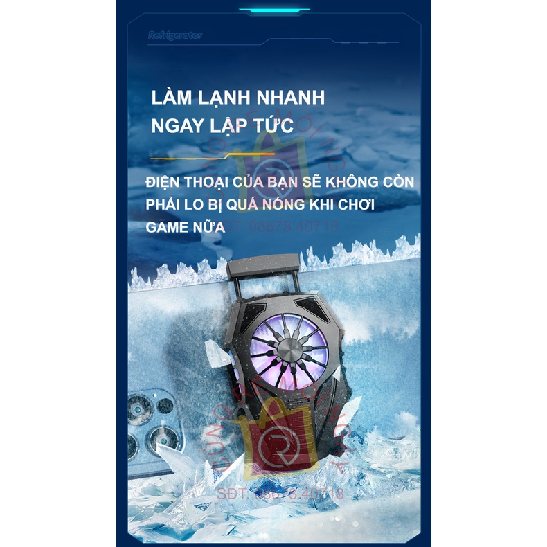 Quạt tản nhiệt điện thoại sò lạnh T6 có dây sạc chuyền - Quạt tản nhiệt sò lạnh bán dẫn làm mát tức thì tăng hiệu năng