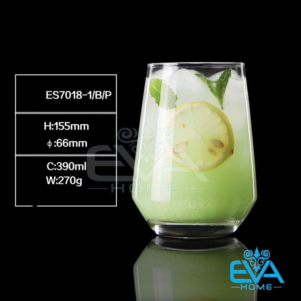 Hộp 6 Ly Thuỷ Tinh Dáng Oval Lỡ Glass Mugs Short Oval Form 390 Ml Deli ES7018-1 M3015