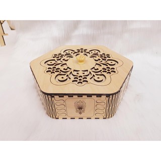 ✨tết✨ khay đựng bánh kẹo bằng gỗ 6 cạnh
