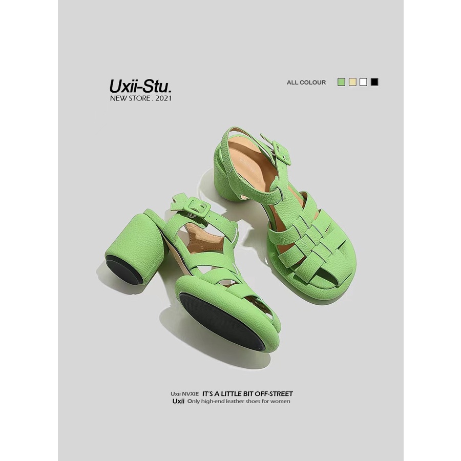 Giày Sandal Cao Gót 2022 Bằng Da Thật Hở Mũi Thời Trang Mùa Hè Cho Nữ