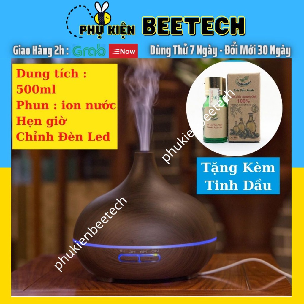 Máy phun hơi nước, máy khuếch tán tinh dầu Aroma ion 500ml MKT29 ,tặng kèm tinh dầu - Beetech vn