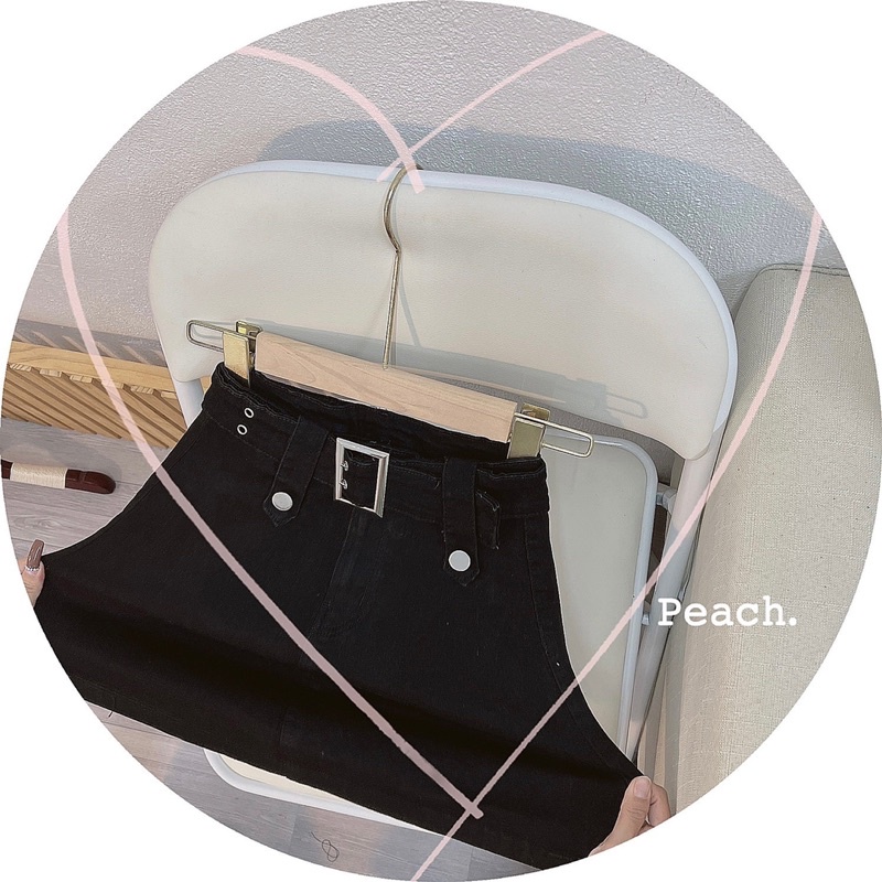 Chân váy jeans cạp cao kèm đai jeans cùg màu có quần trong 3 màu