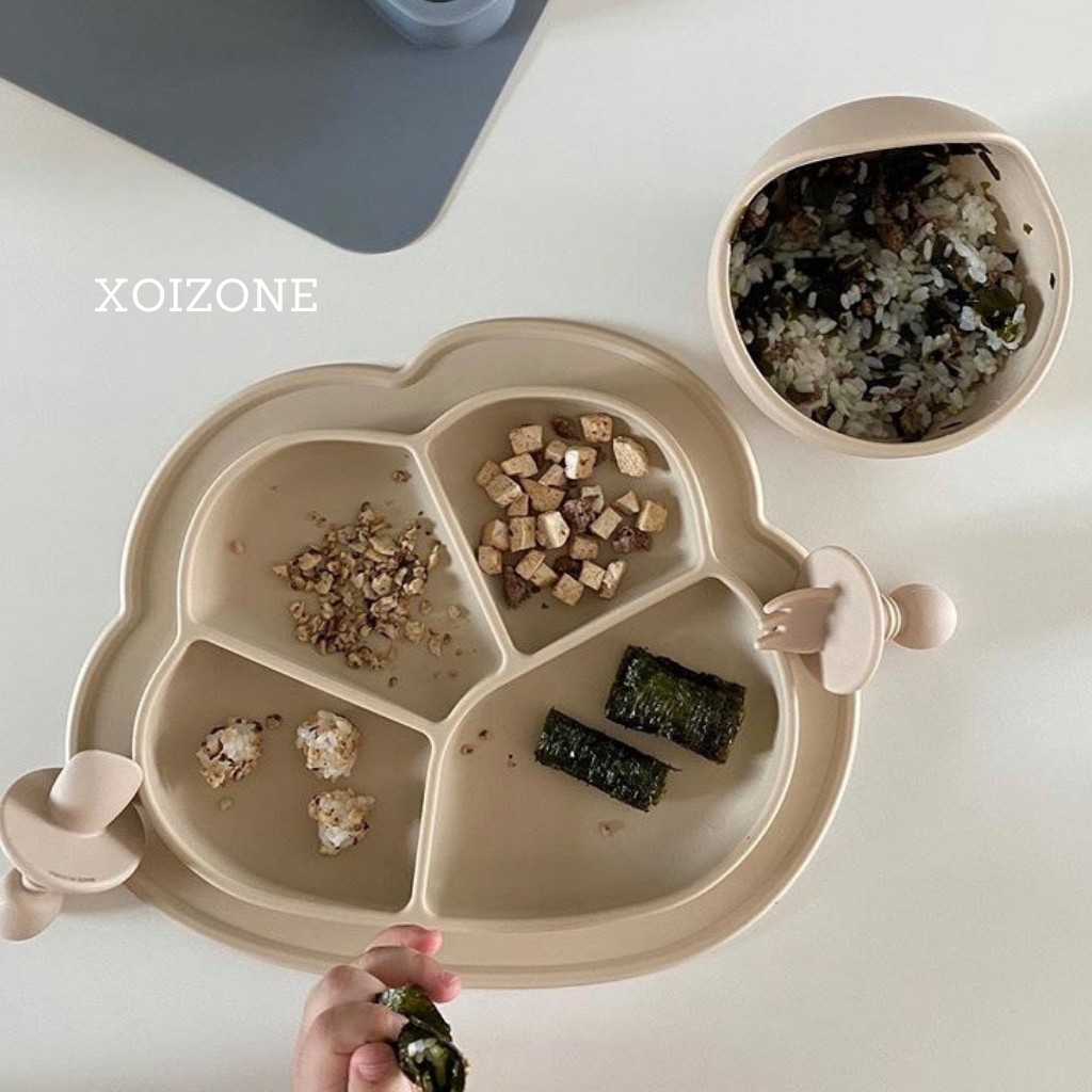 Khay ăn dặm silicon Coaacoaa, khay mây Coaacoaa cho bé