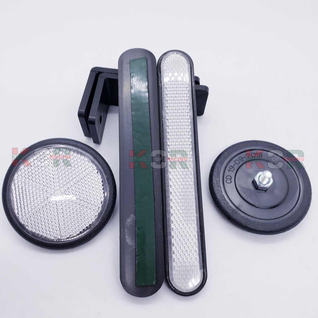 Combo mắt mèo phản quang trước sau kèm pas cao cấp gắn mọi loại xe máy màu trắng