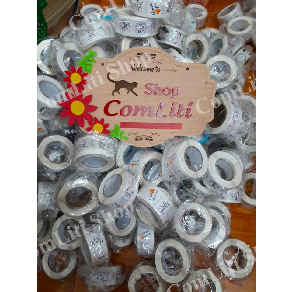Nhãn Dán Thank You Tem Cảm Ơn Sticker Thank You Cuộn 500 Cái