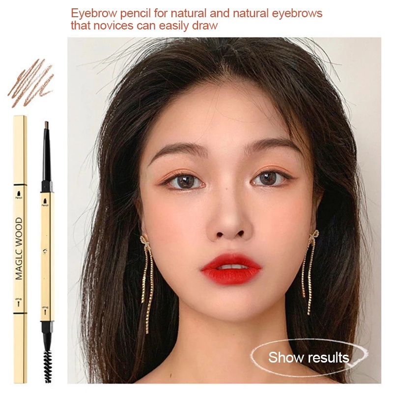 1 Bút Kẻ Lông Mày Hai Đầu Ngòi Tam Giác Màu Đen/Nâu Siêu Mịn Lâu Trôi Không Thấm Nước