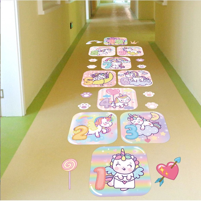 Decal trang trí tường - Ô lò cò kỳ lân hồng
