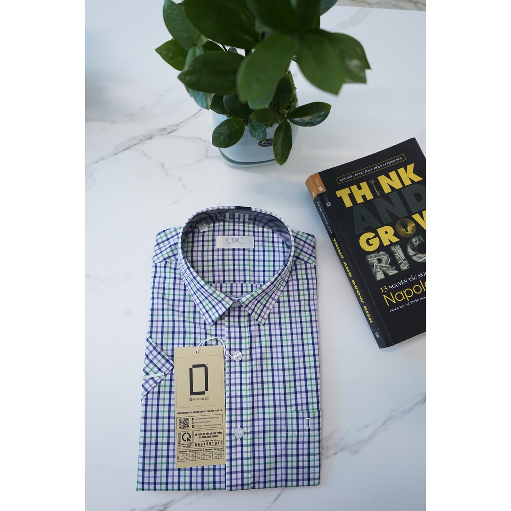 Áo sơ mi nam công sở tay ngắn LDL  họa tiết kẻ sọc với 100% cotton mền mịn,  thoáng mát, kháng khuẩn tốt | BigBuy360 - bigbuy360.vn