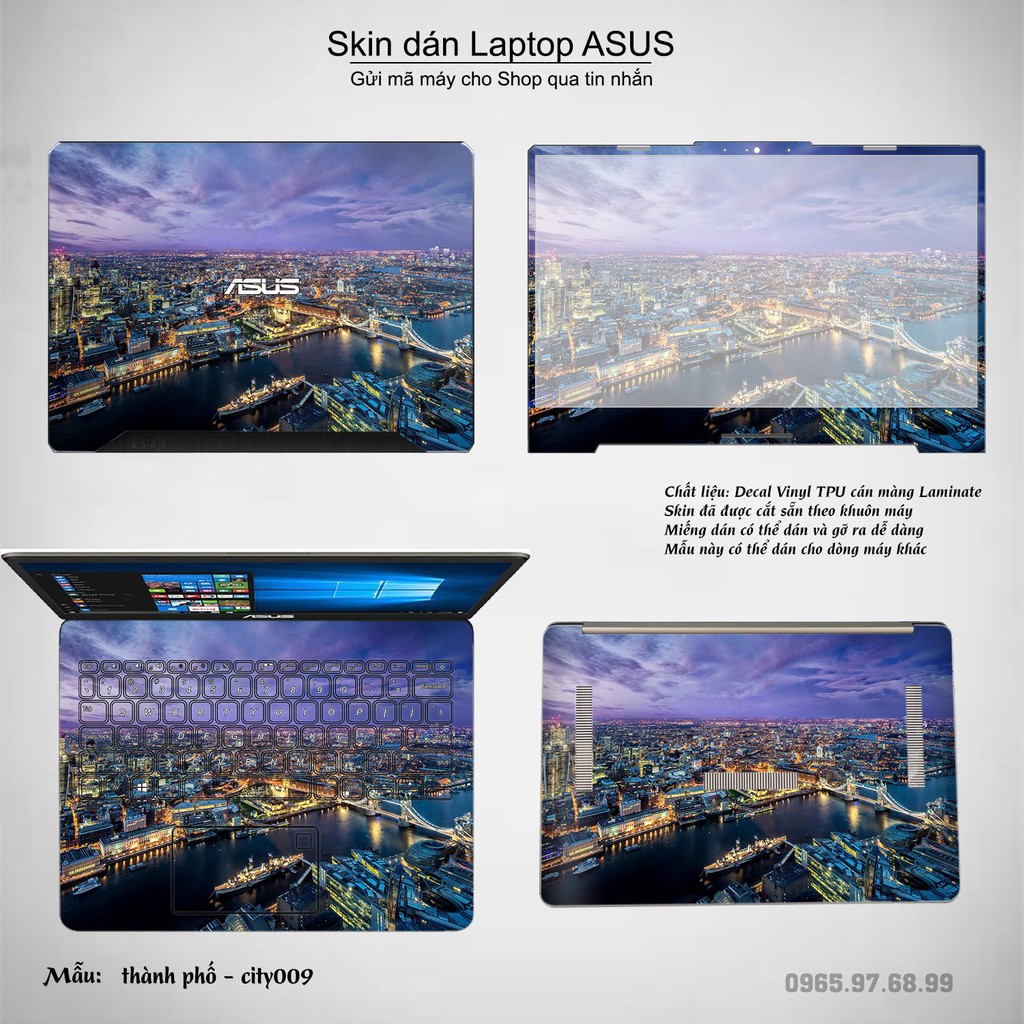 Skin dán Laptop Asus in hình thành phố nhiều mẫu 2 (inbox mã máy cho Shop)