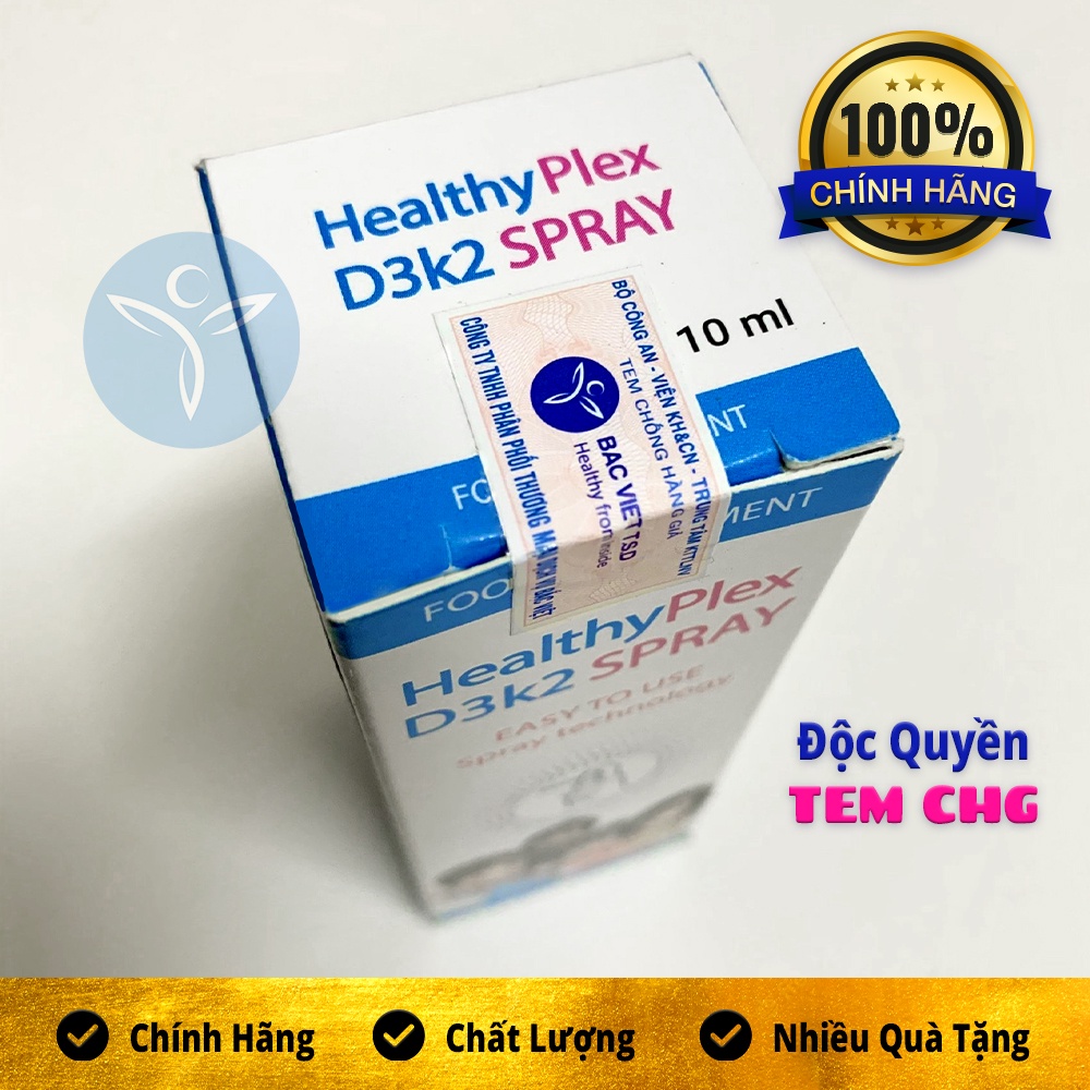 Healthyplex D3K2 Spray - Vitamin D3 k2 cho bé, giúp tăng chiều cao tối đa. Hỗ trợ hệ xương răng chắc khỏe