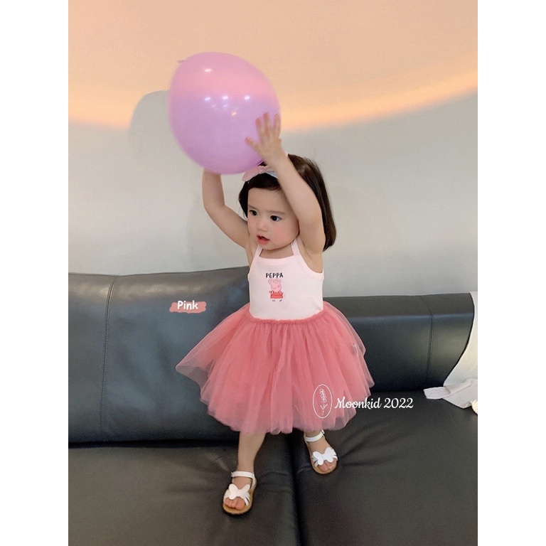 Váy hai dây mùa hè yêu xinh cho bé gái, đầm ren xoè công chúa cho bé