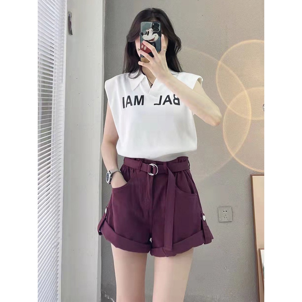 Jiashucheng I Quần Yếm Denim Ngắn Dáng Rộng Cỡ Lớn Thời Trang Mùa Hè Mới Dễ Phối Đồ Cho Nữ