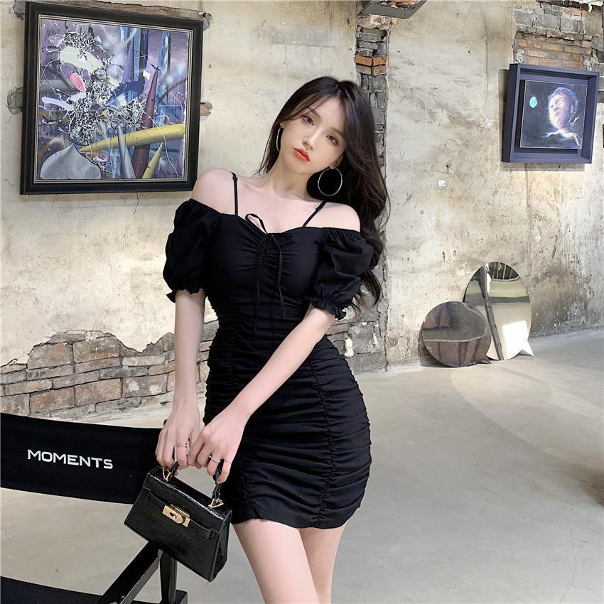 Đầm Ngắn Tay Dáng Ôm Thời Trang Mùa Hè Hàn Quốc Dành Cho Nữ