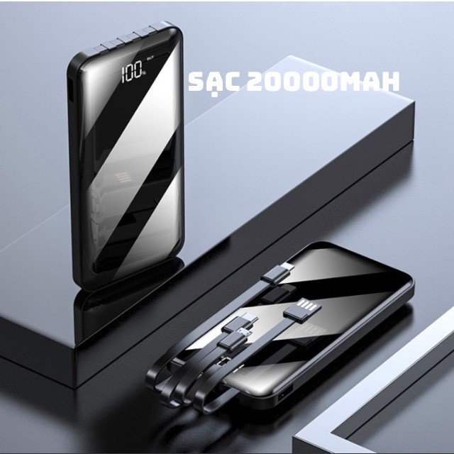 (NHANH TÂN BÌNH-TÂN PHÚ)  Sạc Dự Phòng,Sạc Đa Năng,Sạc Điện Thoại Power Bank 20000mah Có 4 Đầu Ra Sẵn Tiện Mang Theo.