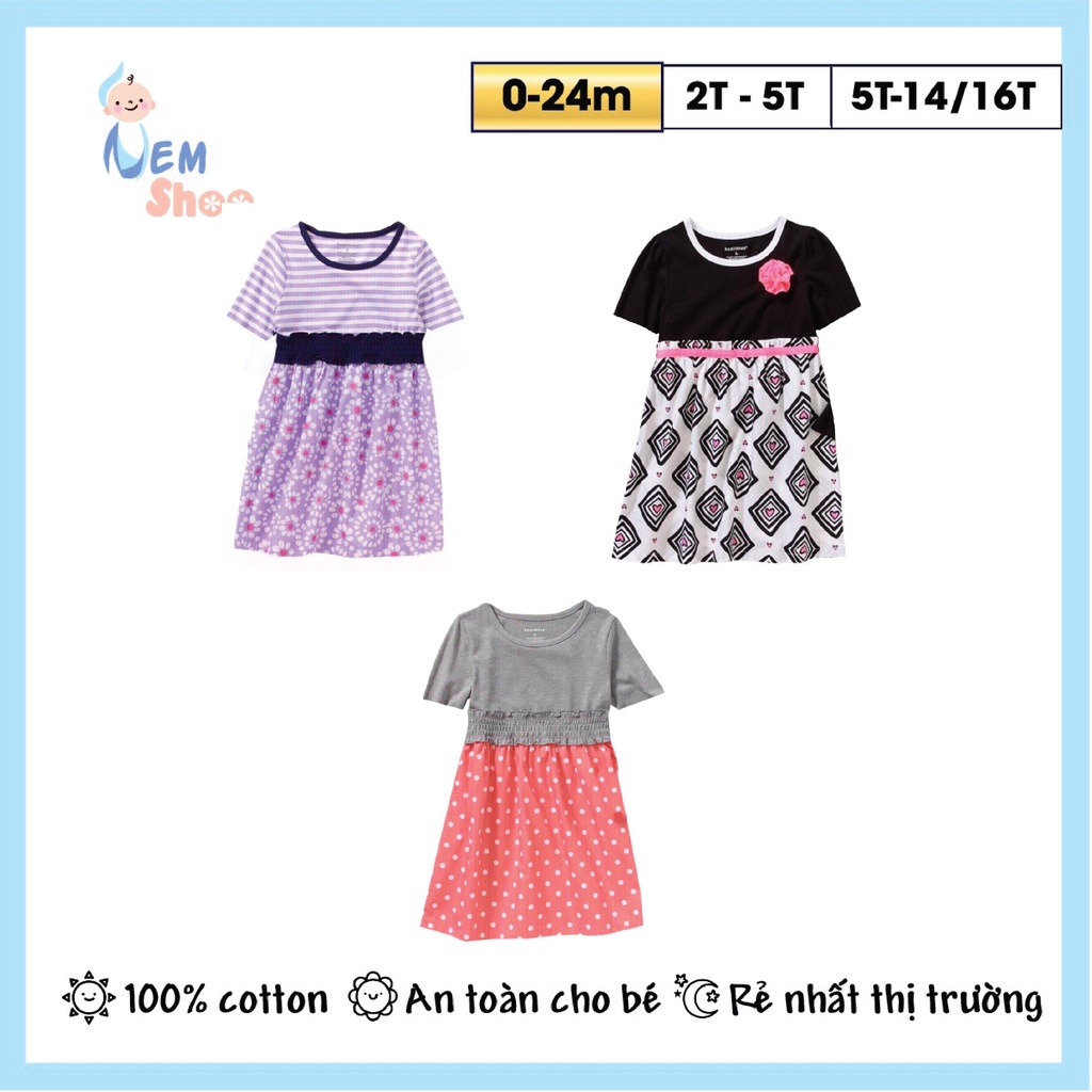 CHỌN MẪU Váy bé gái cotton phối kate mềm mát mùa hè cho bé 1-5 tuổi