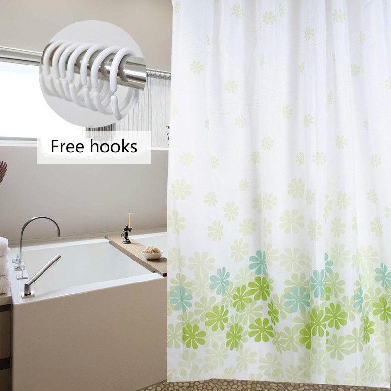 Polyester flower pattern waterproof mildew-proof shower curtain